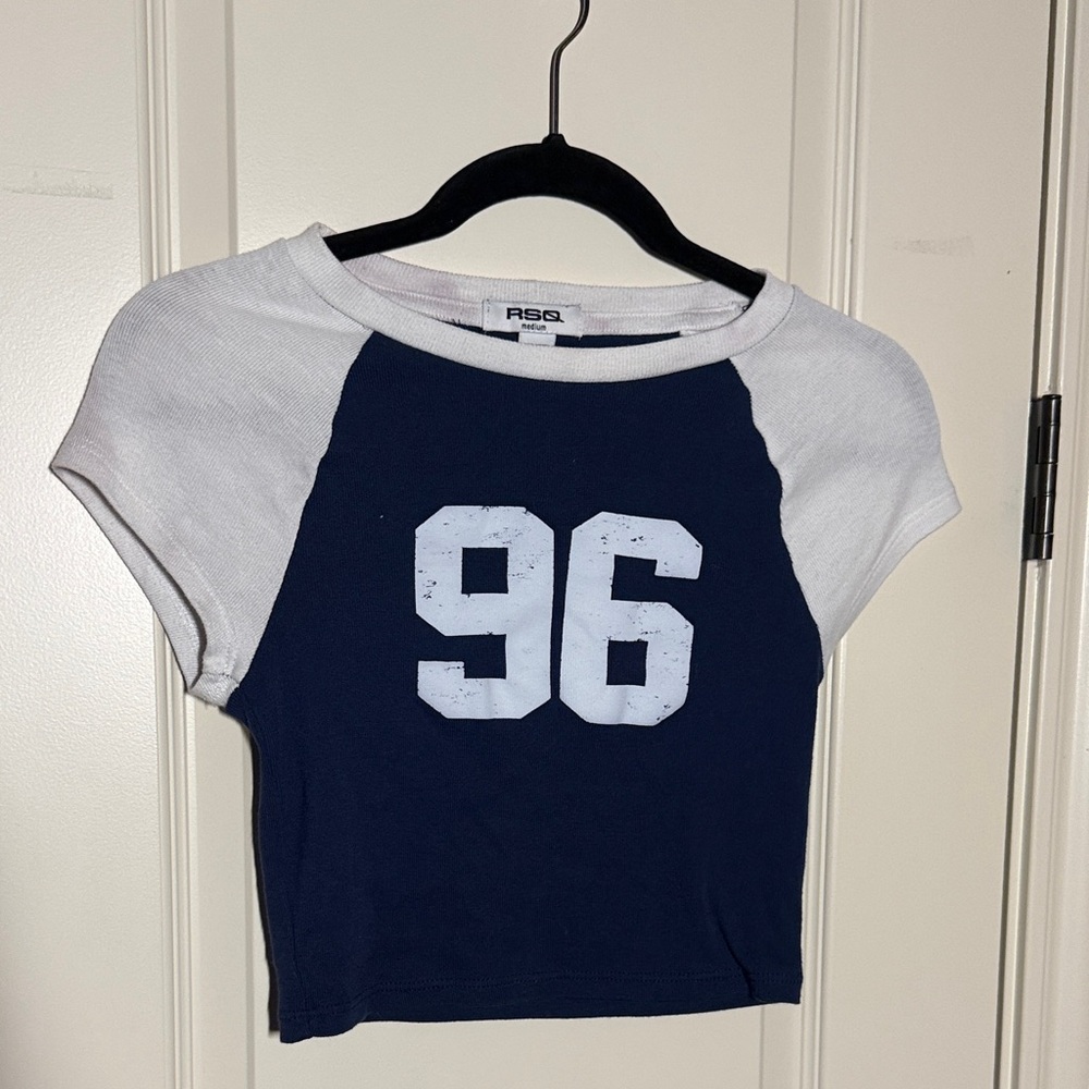 RSQ Navy and White Crop Top